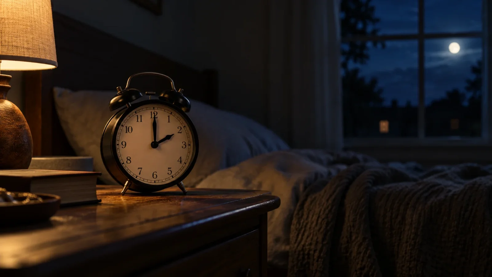 Illustration générée par IA : un réveil analogique dans une chambre