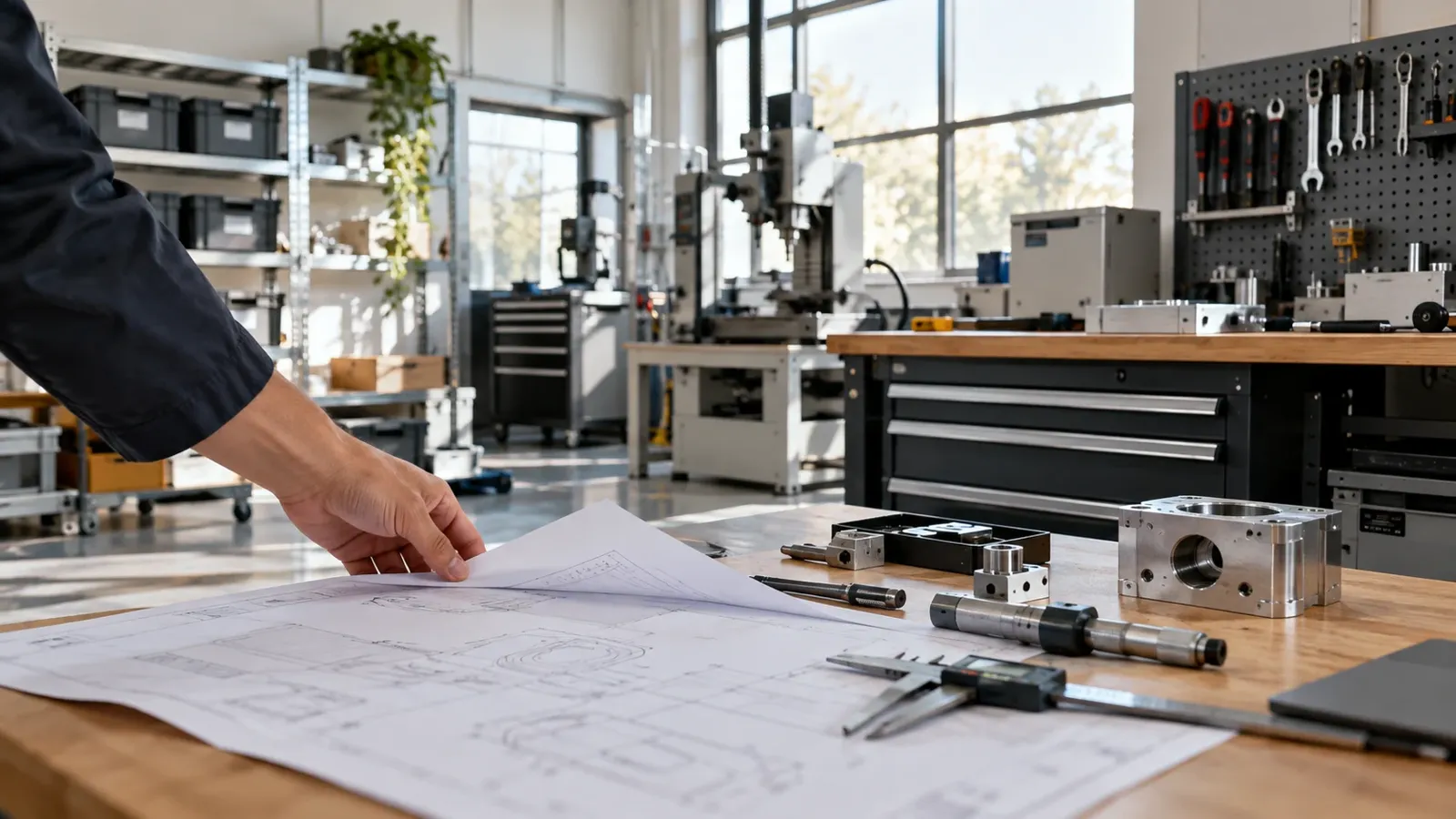 Illustration générée par IA : un atelier industriel fictif en cours d’aménagement