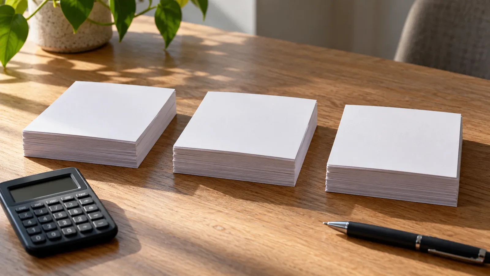 Illustration générée par IA : des piles de cartes vierges pour illustrer les catégories de votes