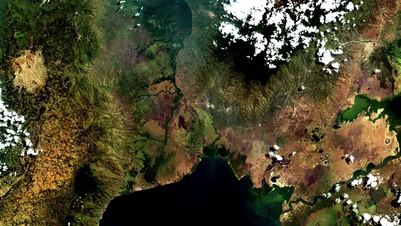 Vue satellite de la région frontalière entre la RDC et l’Ouganda en 2018